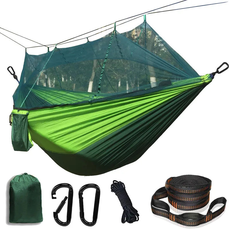 Lightweight Camping Hammock with Mosquito Net, Durable 210T Parachute Nylon, Breathable Fabric for Outdoor Adventures, Luxury Wholesale Options