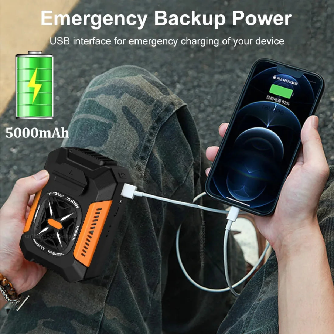 Portable Waist Fan, 5000mAh Rechargeable Wearable Neck Fan, 3 Speed Clip Belt Fan, Personal Cool Fan for Outdoor Travel, Luxury Comfort