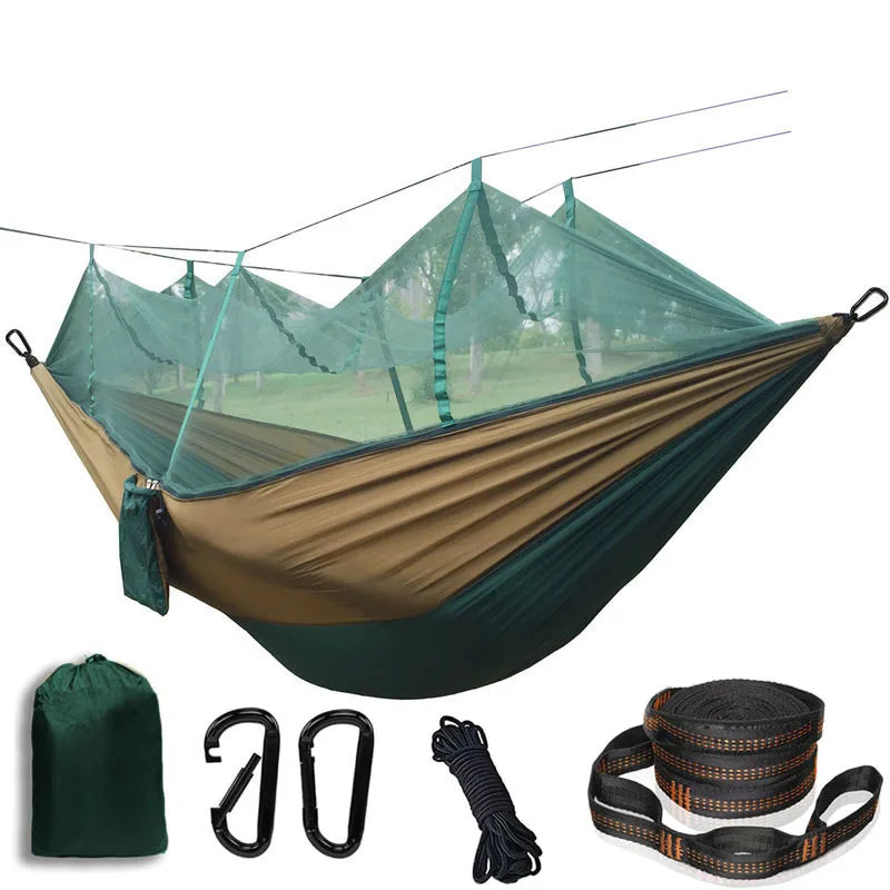 Lightweight Camping Hammock with Mosquito Net, Durable 210T Parachute Nylon, Breathable Fabric for Outdoor Adventures, Luxury Wholesale Options