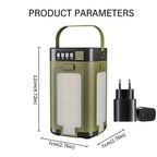 Portable Solar LED Flashlight and Power Bank, Rechargeable Luxury Lamp for Camping, Hiking, Fishing, Waterproof, Multi-Function, Wholesale