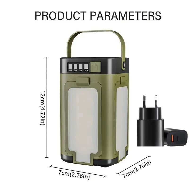 Portable Solar LED Flashlight and Power Bank, Rechargeable Luxury Lamp for Camping, Hiking, Fishing, Waterproof, Multi-Function, Wholesale