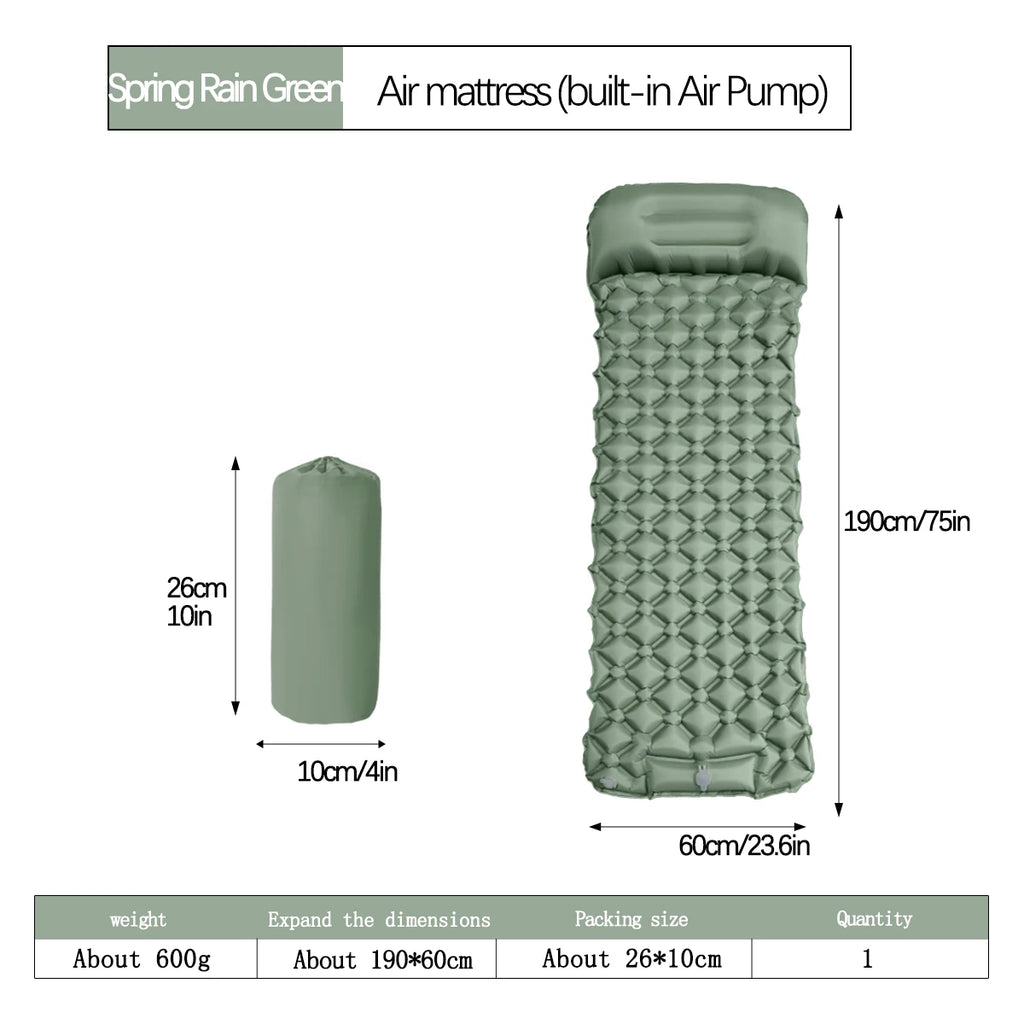 Inflatable Camping Mattress, Ultralight Sleeping Pad with Built-In Pillow, Waterproof Air Mat for Hiking, Luxury Comfort, Wholesale Deal