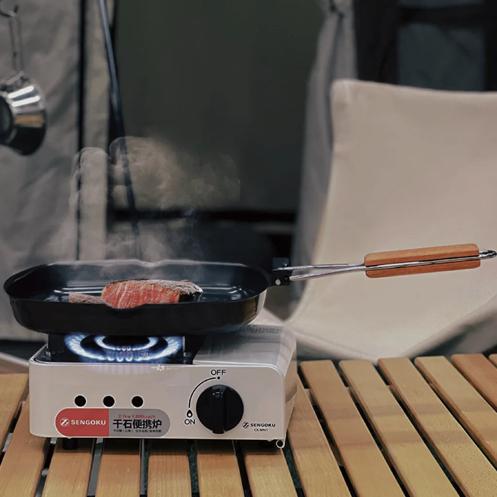 Camping Cookware Frying Pan Non-Stick, Durable Folding Handle, Portable for Outdoor Hiking, Picnic Cooking Equipment, Luxury Wholesale