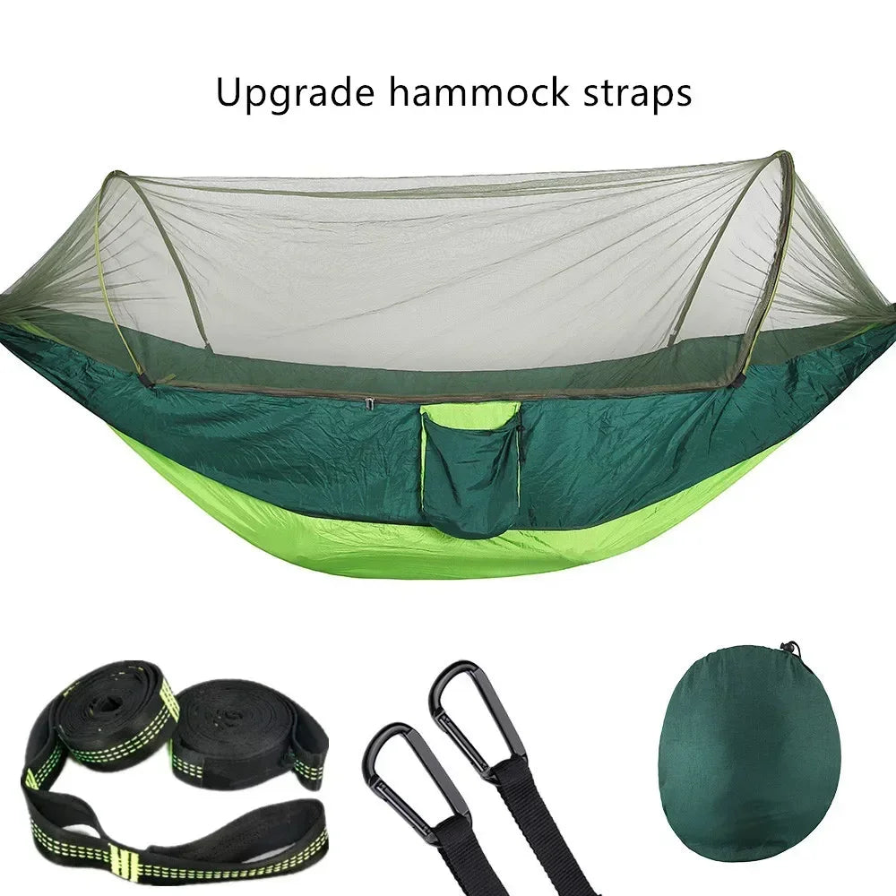 Camping Hammock with Mosquito Net, Portable Parachute Material, Lightweight Swing Bed for Outdoor Adventures, Wholesale Luxury Travel Gear