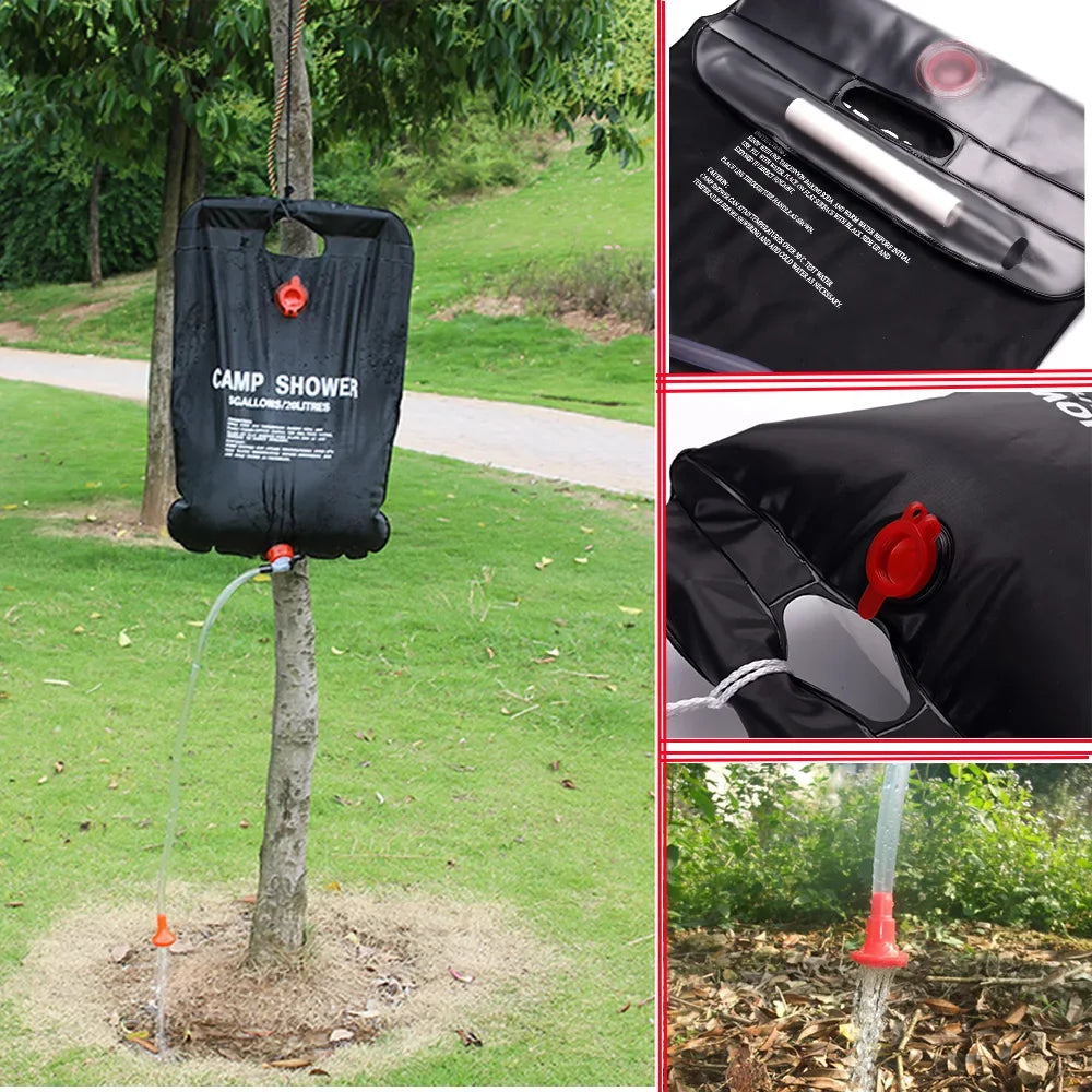 Portable Camping Shower Bag, 20L Solar Heated Bathing Water Bag, Heavy Duty for Beach, Hiking, BBQ, Swimming, Wholesale Luxury Outdoor Gear