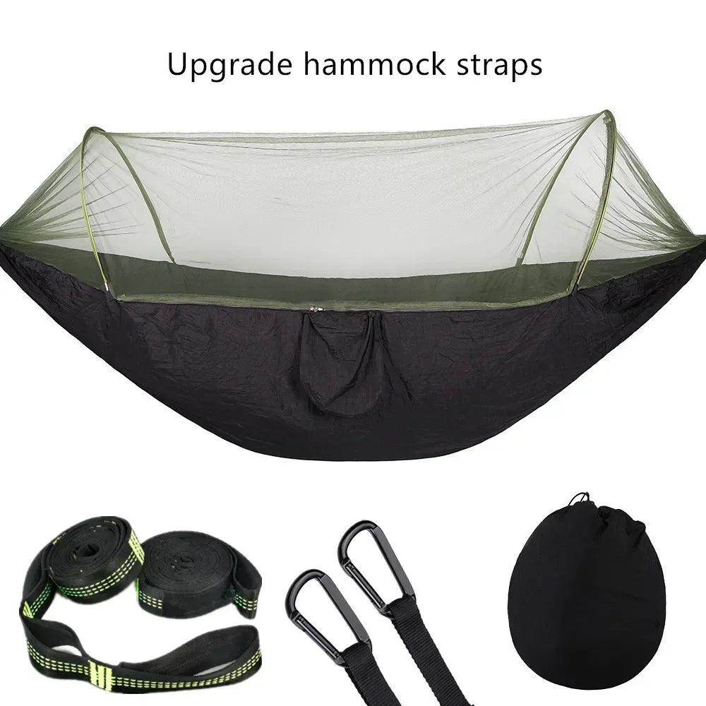 Camping Hammock with Mosquito Net, Portable Parachute Material, Lightweight Swing Bed for Outdoor Adventures, Wholesale Luxury Travel Gear