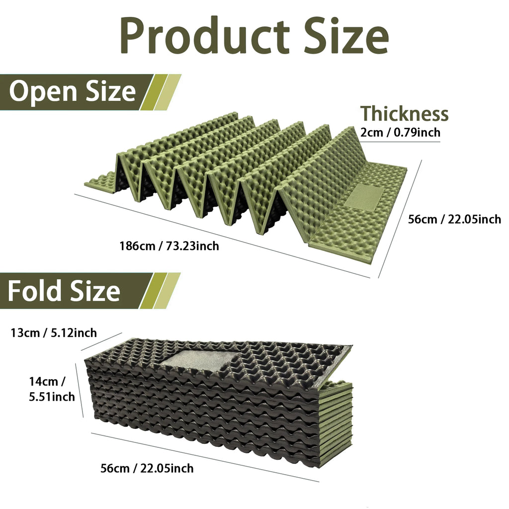 Lightweight Egg Crate Foam Sleeping Pad, 330g Portable Foldable Camping Mat, Moisture Proof Insulation, Ideal for Hiking and Backpacking