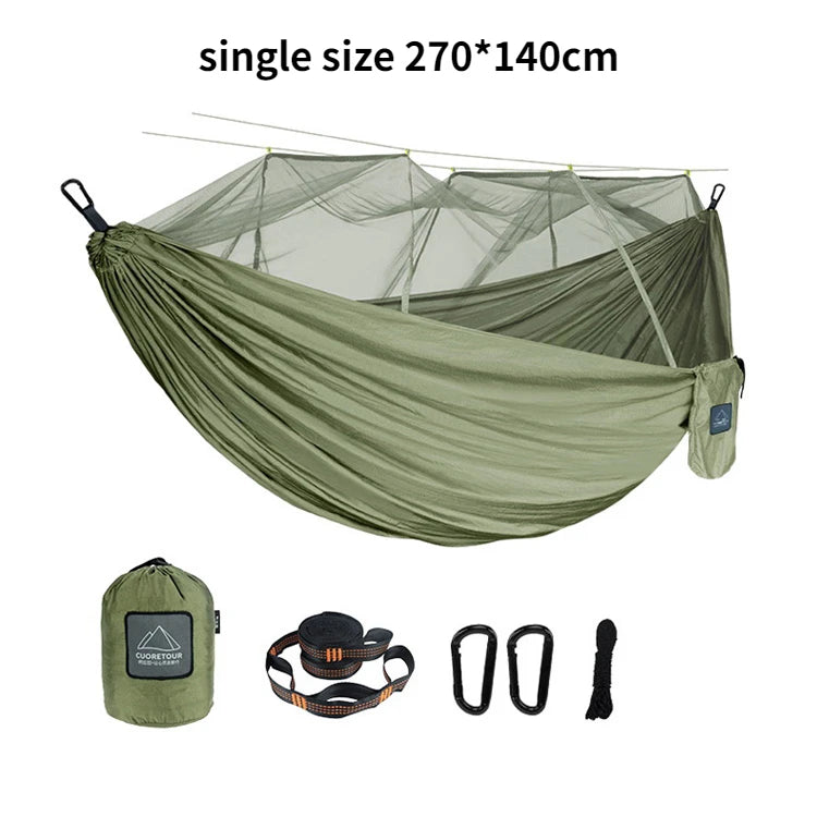 Hammock for Camping, Portable Nylon Fabric with Mosquito Net, Single and Double Size, Outdoor Use, Lightweight, Wholesale Luxury