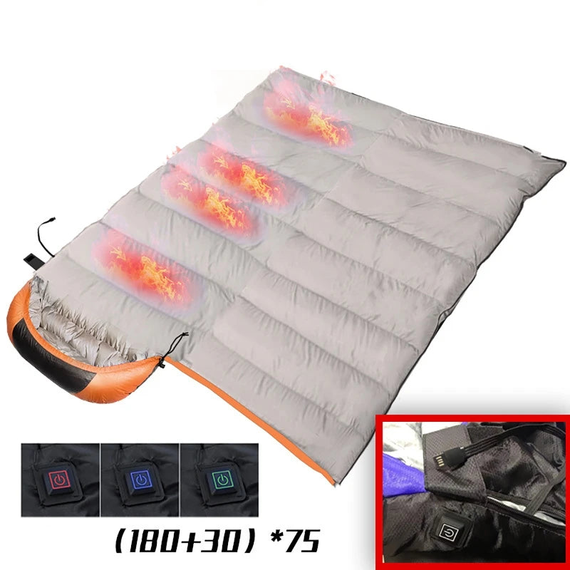 USB Heated Sleeping Bag for Camping, Ultralight Down Cotton Pad, Thermal Mattress for Outdoor Use, Luxury Comfort, Wholesale Options Available