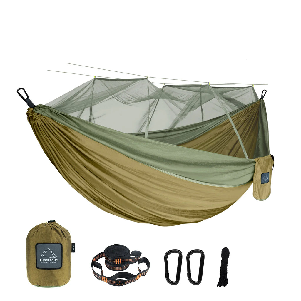 Hammock for Camping, Portable Nylon Fabric with Mosquito Net, Single and Double Size, Outdoor Use, Lightweight, Wholesale Luxury
