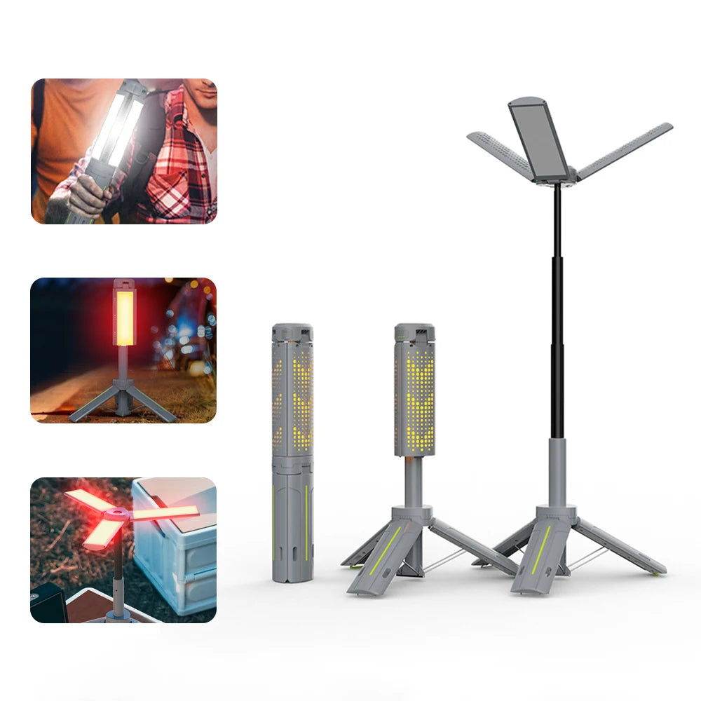 Folding Camping Lantern, Portable Telescopic Light, 8000mAh Waterproof Power Bank, Multi-Function with Triangle Stand, Ideal for Outdoor Activities