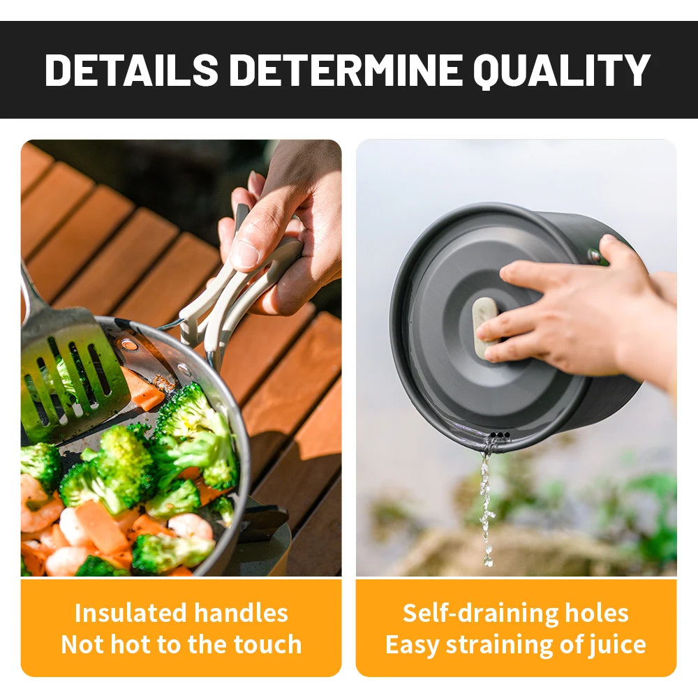 Camping Cookware Kit, Portable Frying Pan, Foldable Kettle, Multi-Function Picnic Tableware, Outdoor Cooking Utensils for Camping, Luxury, Wholesale