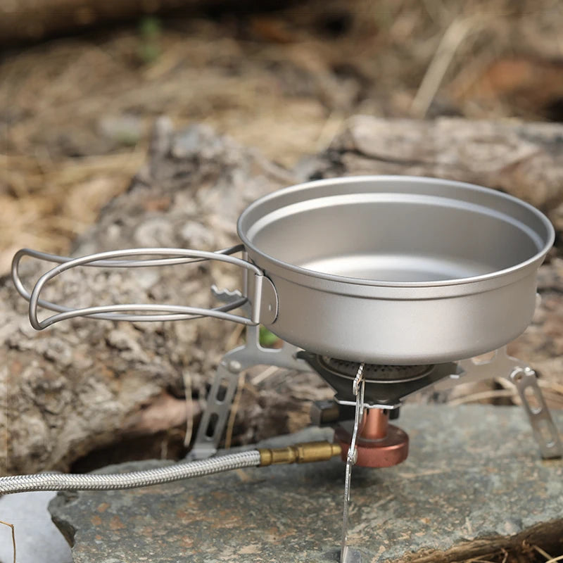 Camping Pot Frying Pan Set, Titanium Lightweight Cookware, Portable for Outdoor Hiking, Picnic, Wholesale Luxury Gear for Adventurers