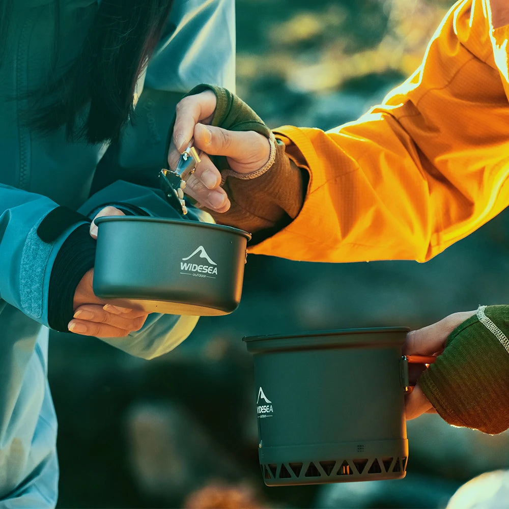 Outdoor Camping Pot Set, 1.3L 2.3L Cooking Kettle, Heat Cooker for Travel, Luxury Cooking Utensil Equipment, Wholesale Kitchen Gear
