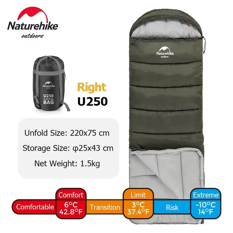 Ultralight Cotton Sleeping Bag, Waterproof, Winter Camping Accessory, Hiking Travel for Men and Women, Wholesale Luxury, Envelope Style U350