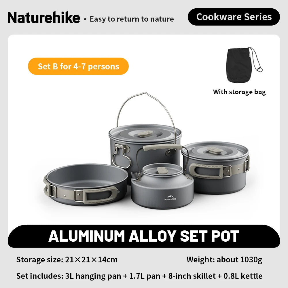 Camping Cookware Kit, Portable Frying Pan, Foldable Kettle, Multi-Function Picnic Tableware, Outdoor Cooking Utensils for Camping, Luxury, Wholesale