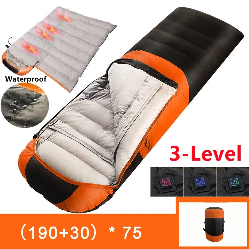 USB Heated Sleeping Bag for Camping, Ultralight Down Cotton Pad, Thermal Mattress for Outdoor Use, Luxury Comfort, Wholesale Options Available
