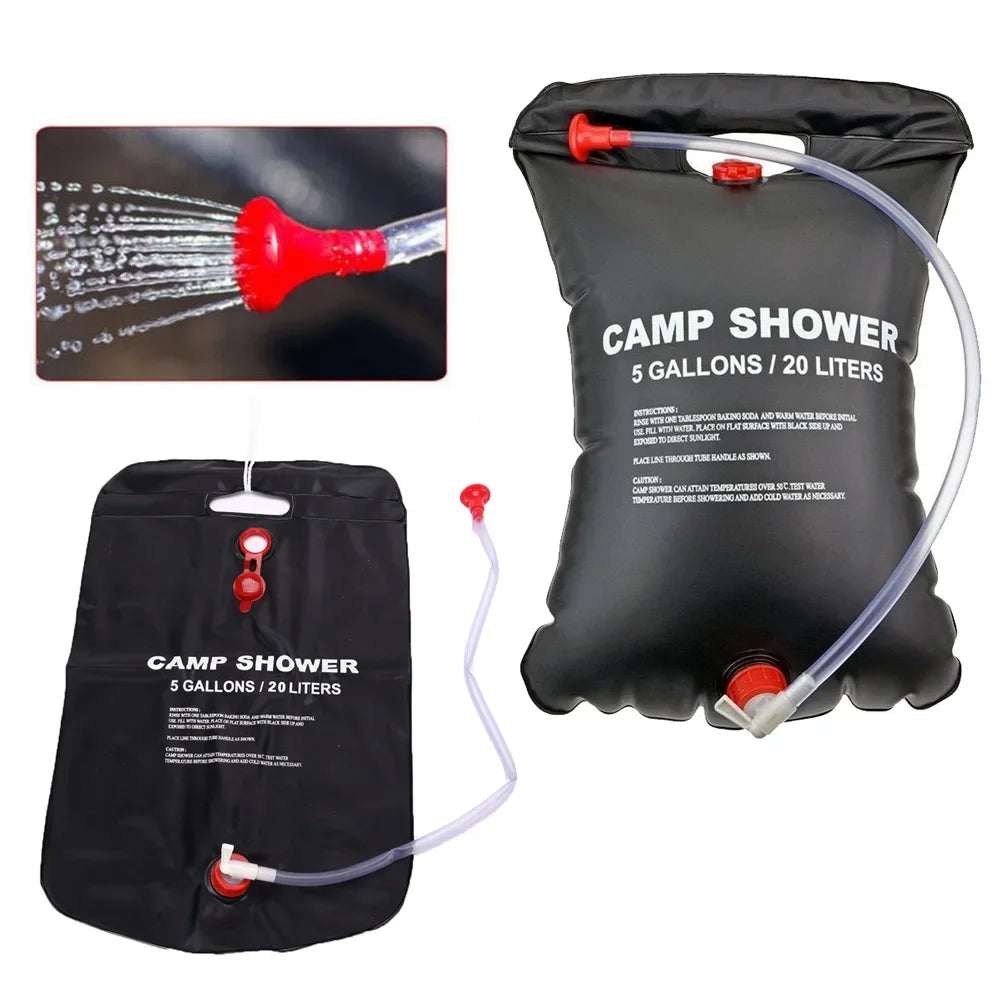Portable Camping Shower Bag, 20L Solar Heated Bathing Water Bag, Heavy Duty for Beach, Hiking, BBQ, Swimming, Wholesale Luxury Outdoor Gear