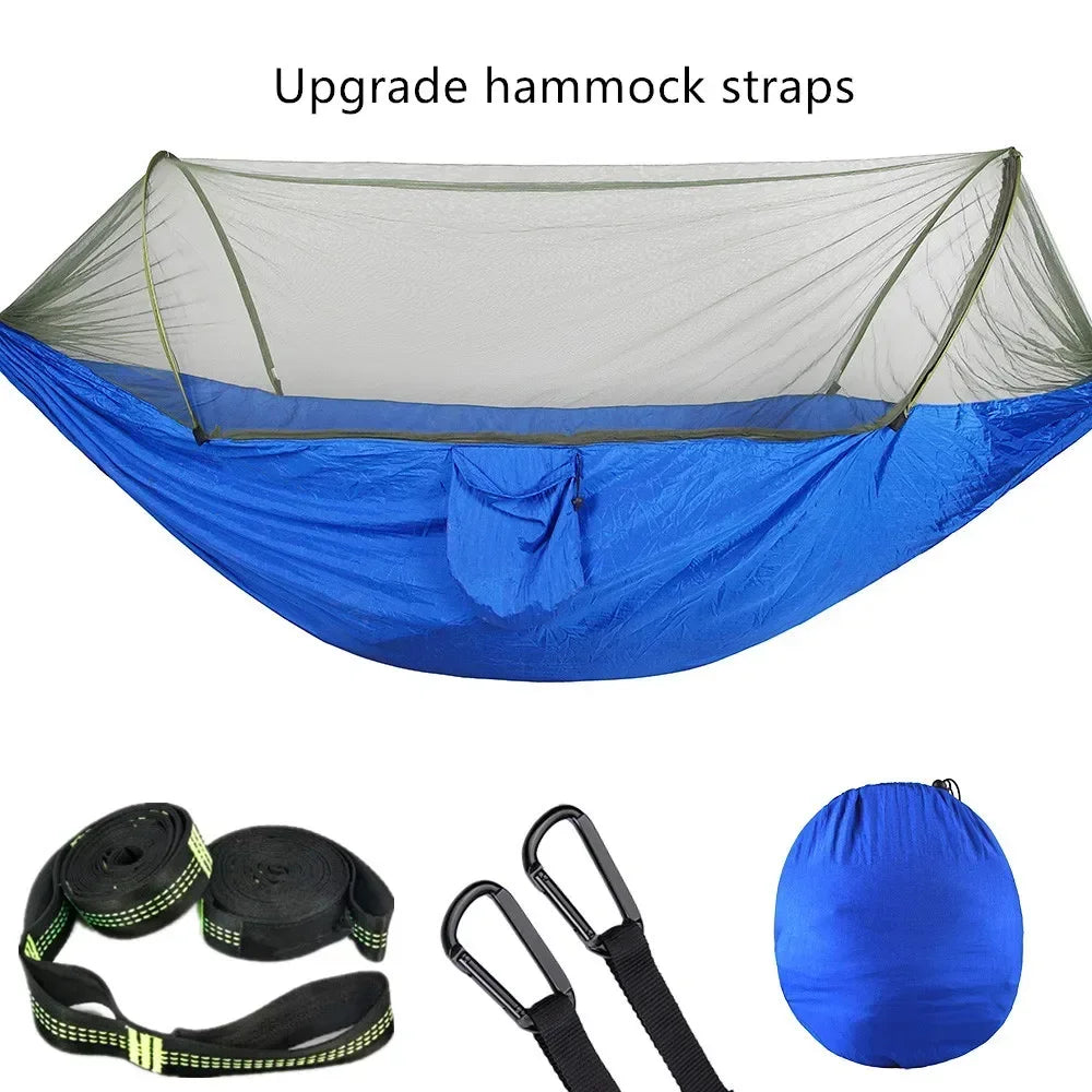 Camping Hammock with Mosquito Net, Portable Parachute Material, Lightweight Swing Bed for Outdoor Adventures, Wholesale Luxury Travel Gear