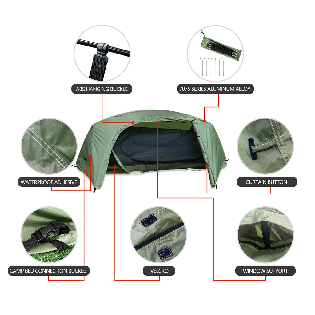 Lightweight Waterproof Camping Tent, Aluminum Alloy Poles, Mosquito Proof, Single Person Luxury Hiking Gear, Wholesale for Outdoor Adventures
