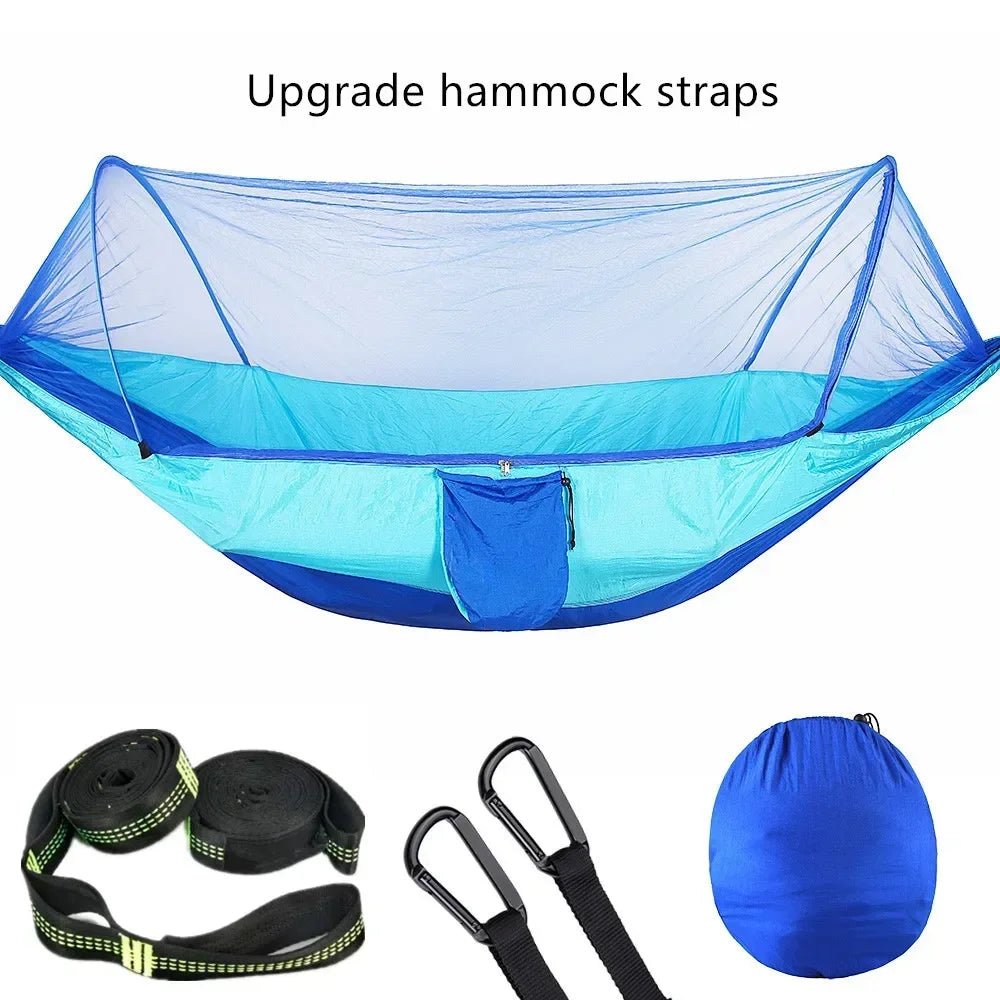 Camping Hammock with Mosquito Net, Portable Parachute Material, Lightweight Swing Bed for Outdoor Adventures, Wholesale Luxury Travel Gear