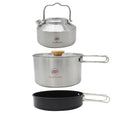 Stainless Steel Camping Cookware Set, Kettle, Pot, Pan - Outdoor Cooking Essentials for 2-3 Persons, Luxury Camping Gear, Wholesale Quality