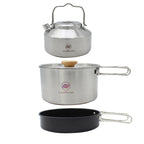 Stainless Steel Camping Cookware Set, Kettle, Pot, Pan - Outdoor Cooking Essentials for 2-3 Persons, Luxury Camping Gear, Wholesale Quality