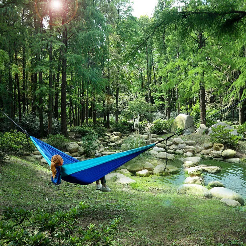 Double Person Parachute Hammock, Solid Color, Heavy Duty With Straps, Black Carabiner, Camping Outdoor Furniture, Luxury Experience, Wholesale Offer