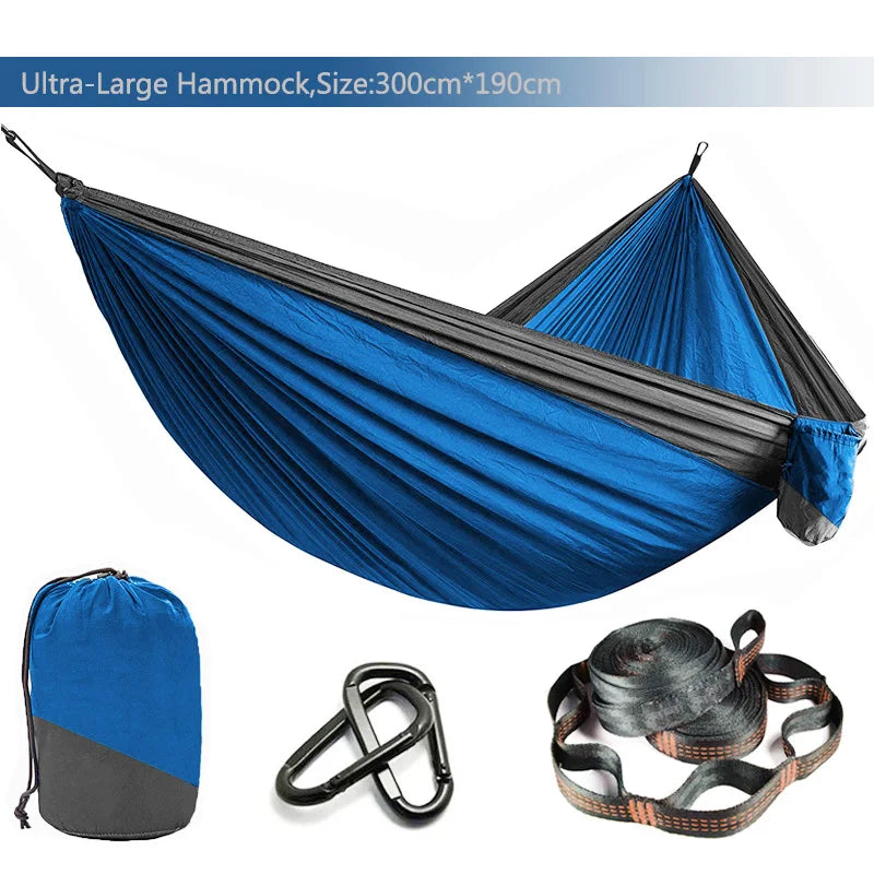 Double Person Parachute Hammock, Solid Color, Heavy Duty With Straps, Black Carabiner, Camping Outdoor Furniture, Luxury Experience, Wholesale Offer