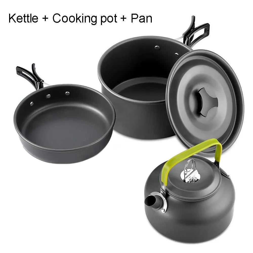 Camping Cookware Set, Aluminum Non-Stick Pots and Bowls, Portable Tableware for Hiking, BBQ, Picnic, Wholesale Luxury Outdoor Gear
