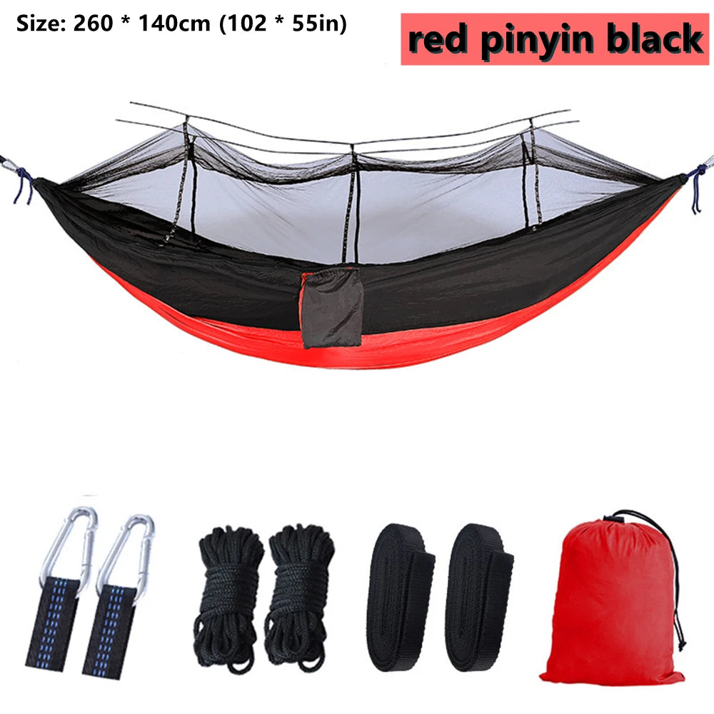 Portable Outdoor Double Mosquito Net Hammocks, Lightweight Hanging Swing, Ideal for Camping, Travel, Nature Hike, Wholesale, Luxury for Adventurers