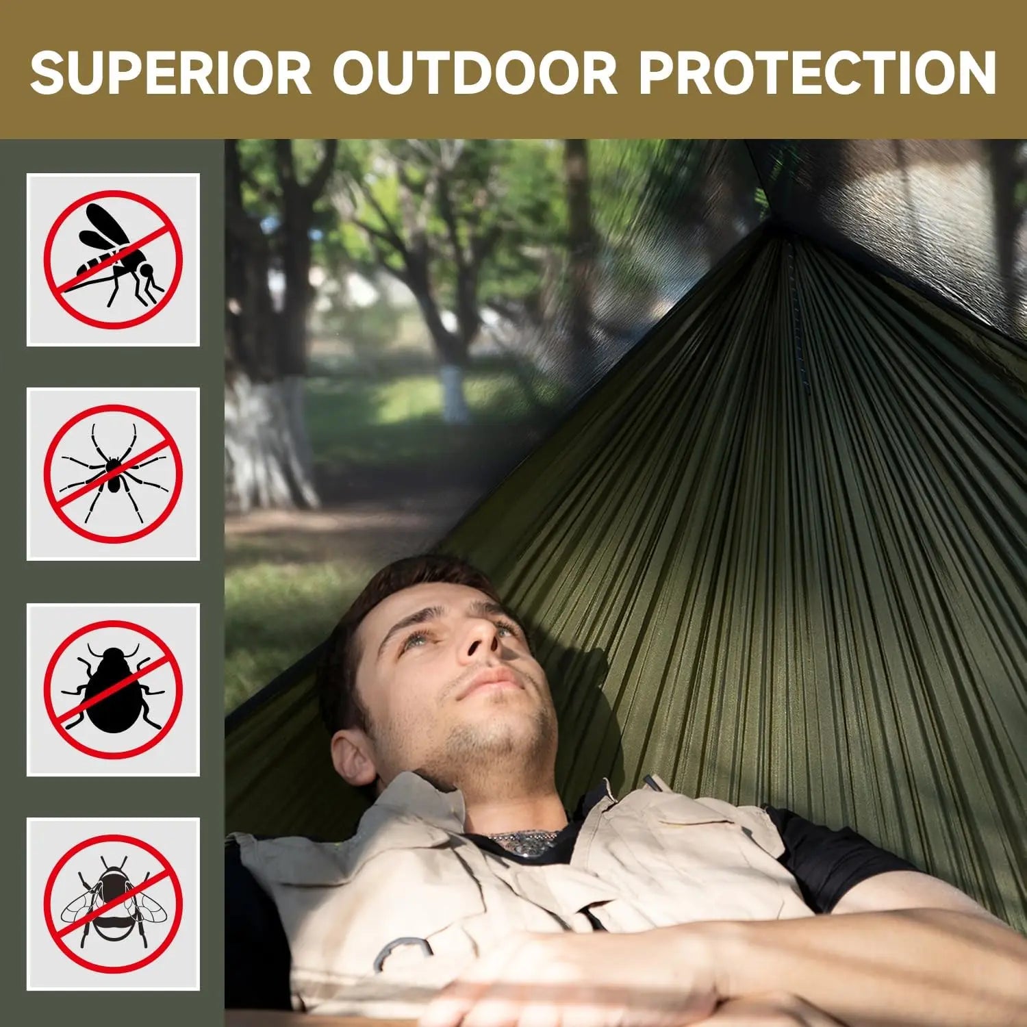 Camping Hammock with Mosquito Net, Lightweight 210T Nylon, Travel Essential for Outdoor Adventures, Luxury Comfort, Wholesale Prices