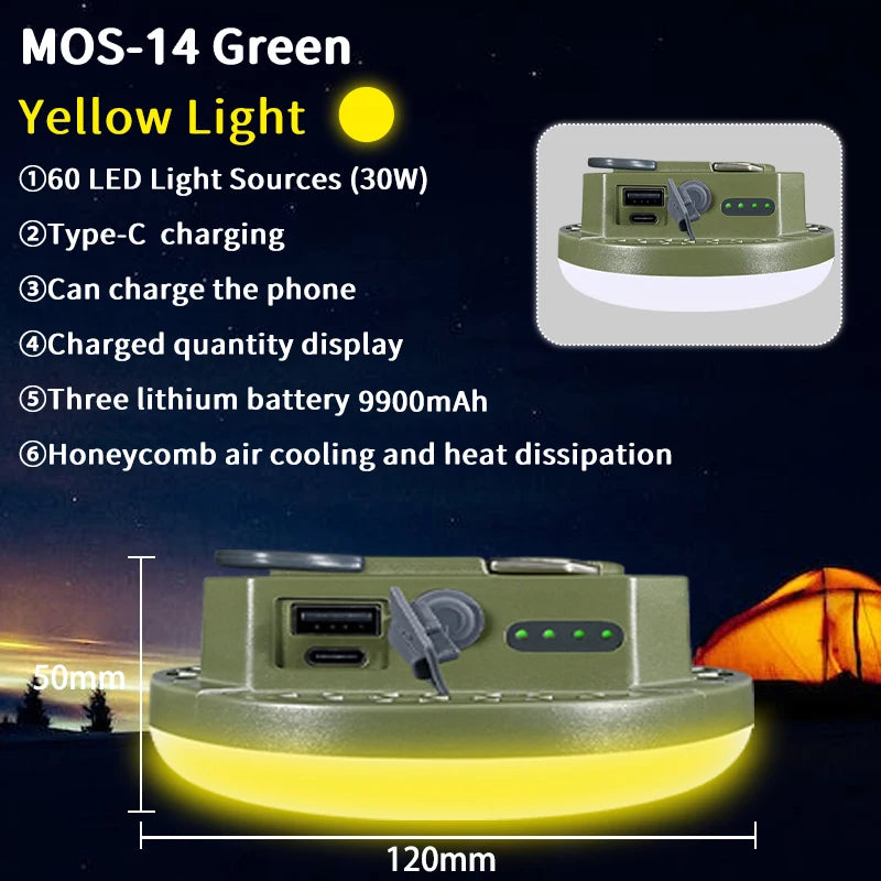 Outdoor Camping Light, Portable Rechargeable LED Tent Lamp, Magnetic Fishing Light, Emergency Household Lighting, Wholesale Luxury, Large Capacity