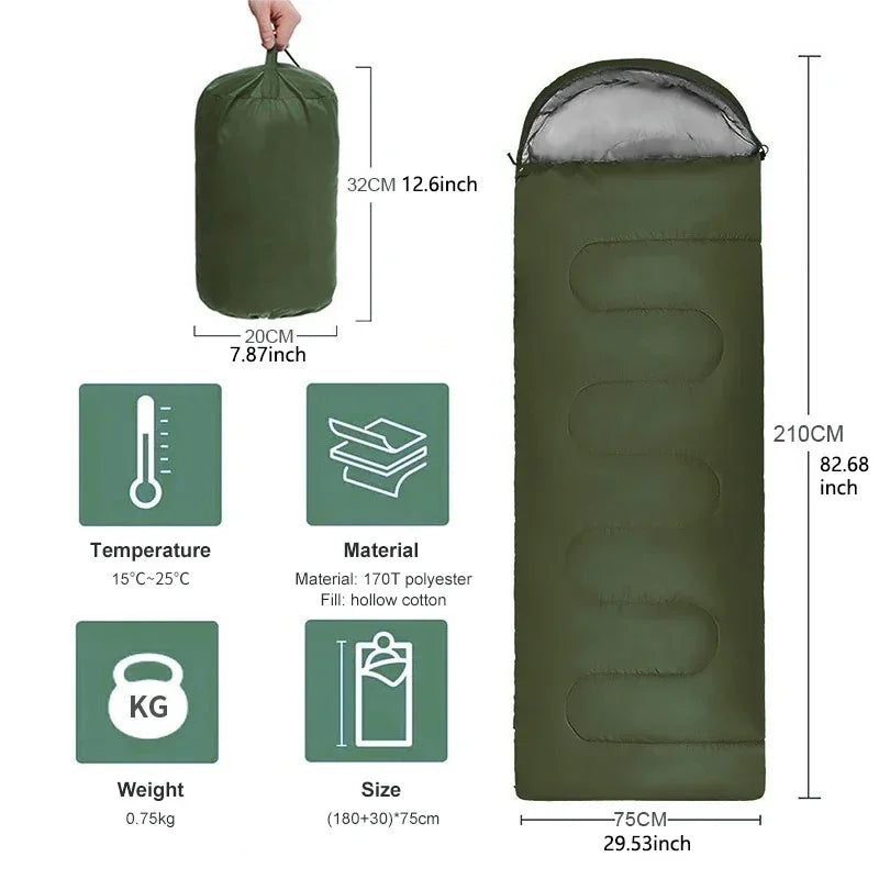 Camping Sleeping Bag, Ultralight Waterproof Envelope, All Season Warm for Hiking, Outdoor Travel, Wholesale Luxury Comfort for Adventure