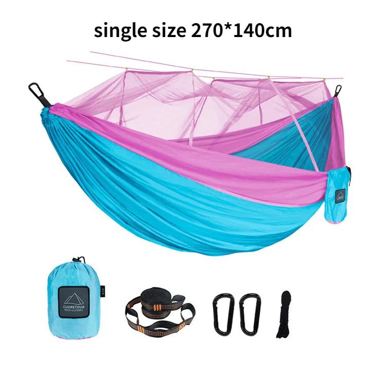 Hammock for Camping, Portable Nylon Fabric with Mosquito Net, Single and Double Size, Outdoor Use, Lightweight, Wholesale Luxury
