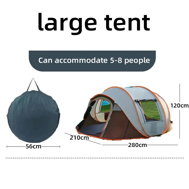 Quick Opening Waterproof Camping Tent for 5-8 People, Fully Automatic Pop-Up, Luxury Design, Durable Material, Wholesale Pricing, Outdoor Adventures