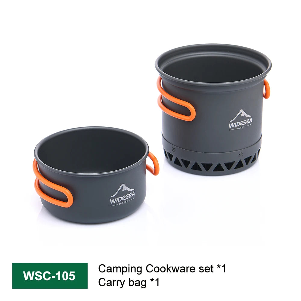 Outdoor Camping Pot Set, 1.3L 2.3L Cooking Kettle, Heat Cooker for Travel, Luxury Cooking Utensil Equipment, Wholesale Kitchen Gear
