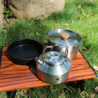 Stainless Steel Camping Cookware Set, Kettle, Pot, Pan - Outdoor Cooking Essentials for 2-3 Persons, Luxury Camping Gear, Wholesale Quality