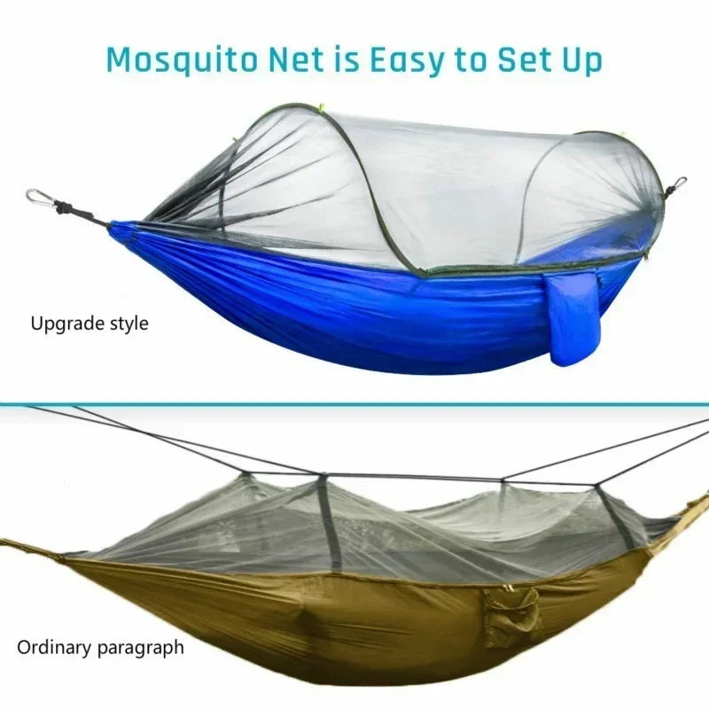 Camping Hammock with Mosquito Net, Portable Parachute Material, Lightweight Swing Bed for Outdoor Adventures, Wholesale Luxury Travel Gear