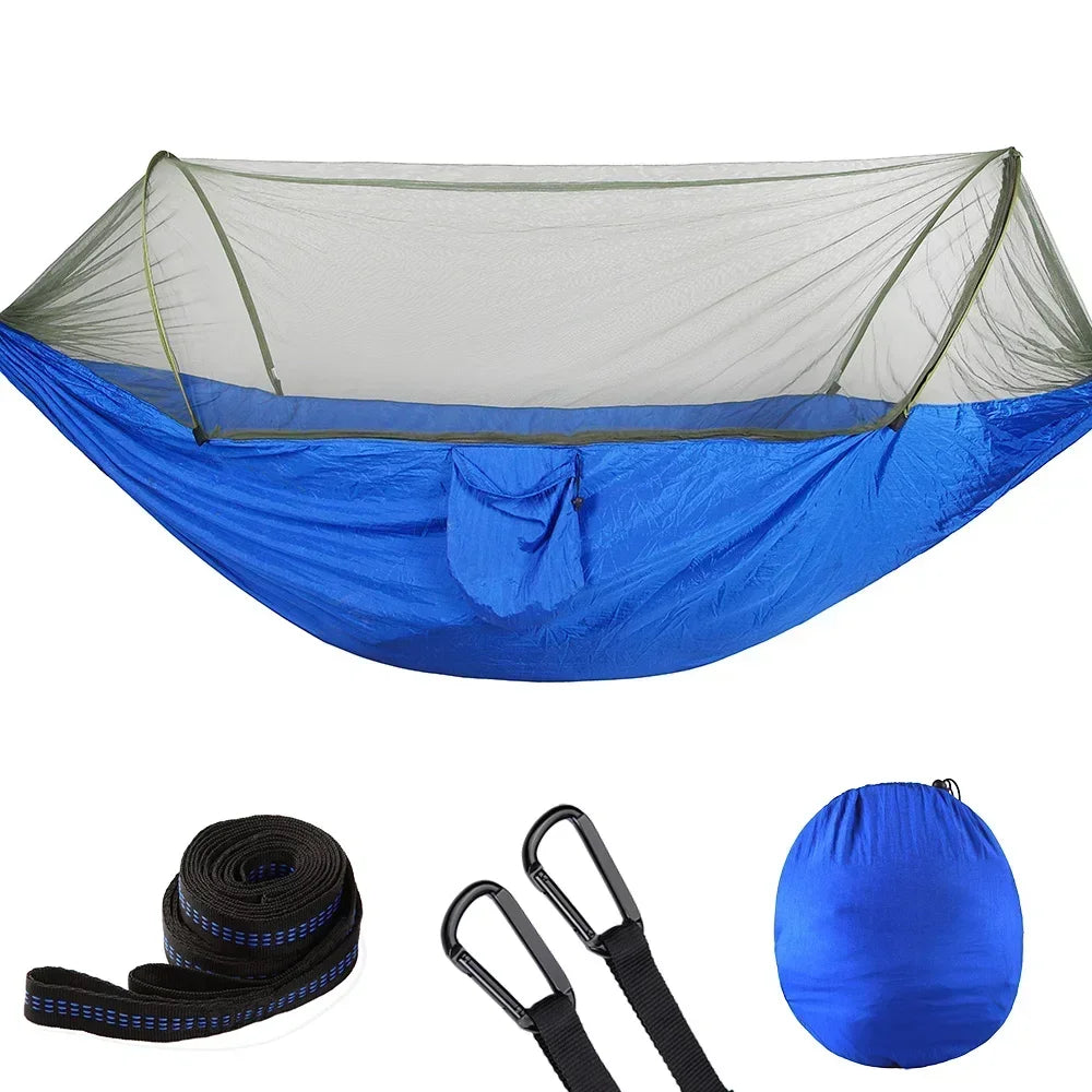 Camping Hammock with Mosquito Net, Portable Parachute Material, Lightweight Swing Bed for Outdoor Adventures, Wholesale Luxury Travel Gear