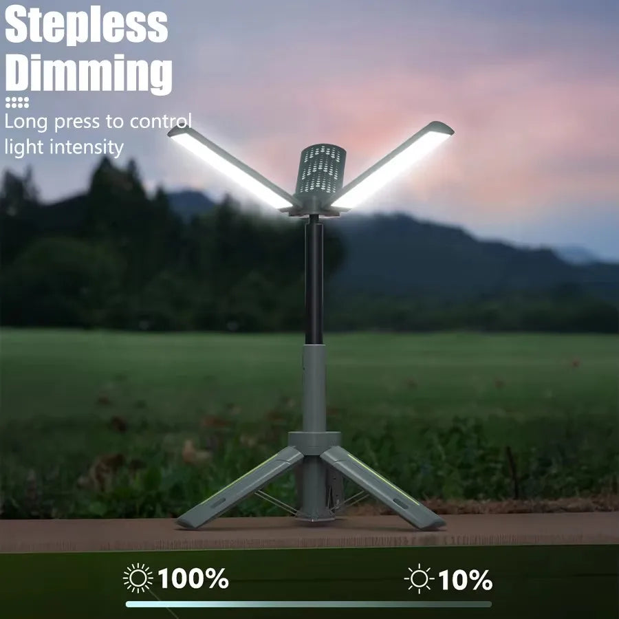 Folding Camping Lantern, Portable Telescopic Light, 8000mAh Waterproof Power Bank, Multi-Function with Triangle Stand, Ideal for Outdoor Activities