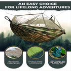 Portable Outdoor Double Mosquito Net Hammocks, Lightweight Hanging Swing, Ideal for Camping, Travel, Nature Hike, Wholesale, Luxury for Adventurers