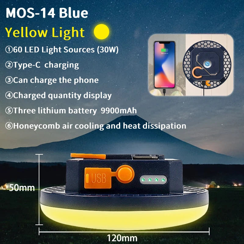Outdoor Camping Light, Portable Rechargeable LED Tent Lamp, Magnetic Fishing Light, Emergency Household Lighting, Wholesale Luxury, Large Capacity