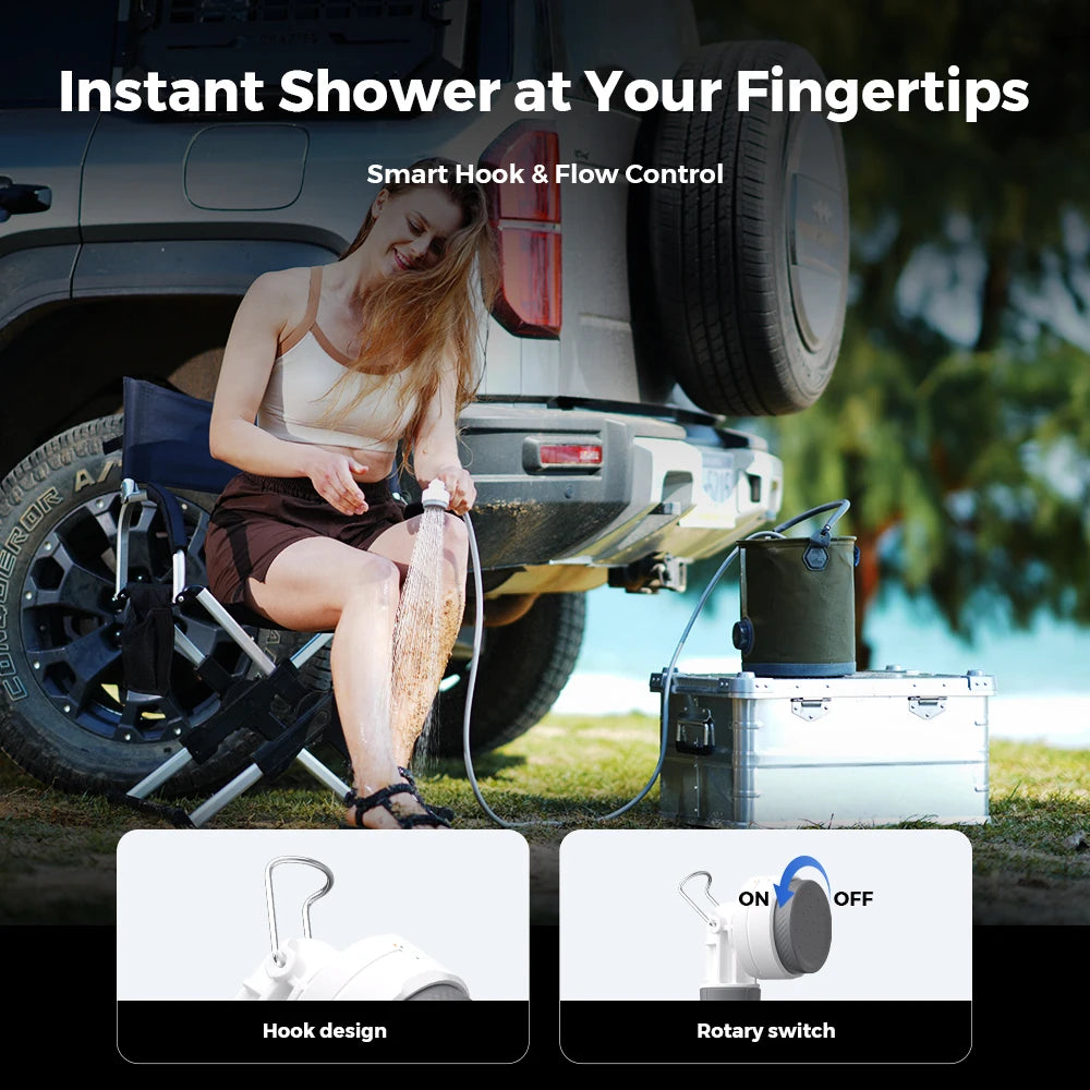 Portable Electric Shower Pump, IPX7 Waterproof, Multi-Function, Lightweight Design for Camping and Home Cleaning, Wholesale Luxury