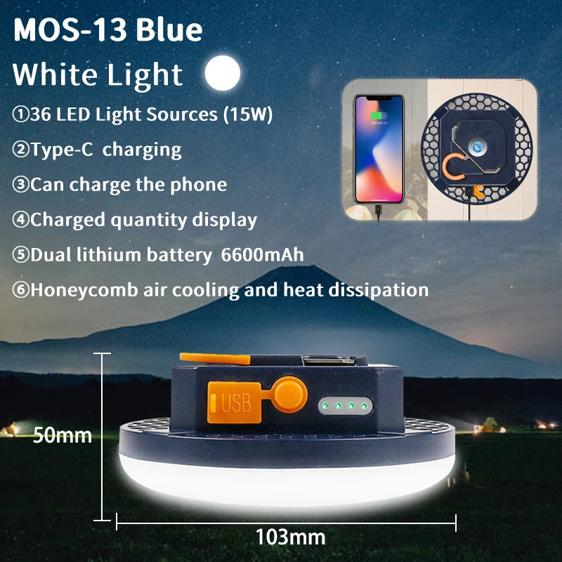 Outdoor Camping Light, Portable Rechargeable LED Tent Lamp, Magnetic Fishing Light, Emergency Household Lighting, Wholesale Luxury, Large Capacity