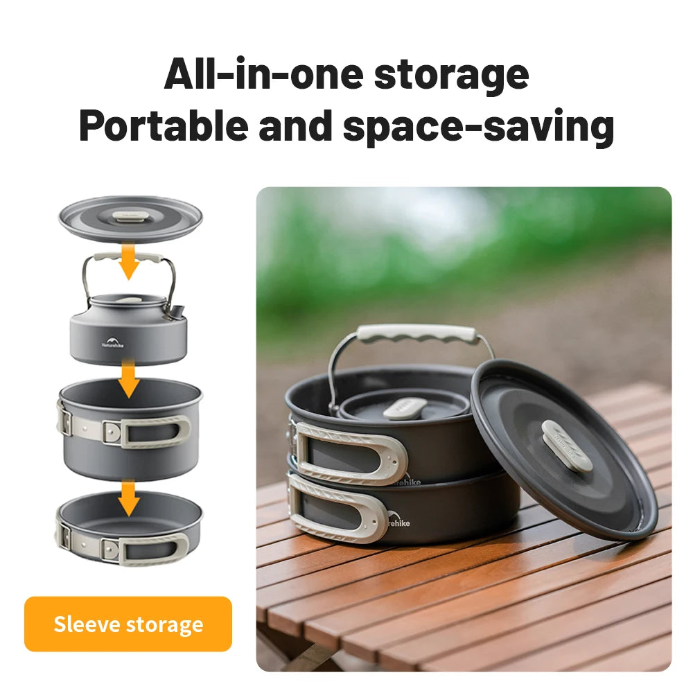 Camping Cookware Kit, Portable Frying Pan, Foldable Kettle, Multi-Function Picnic Tableware, Outdoor Cooking Utensils for Camping, Luxury, Wholesale