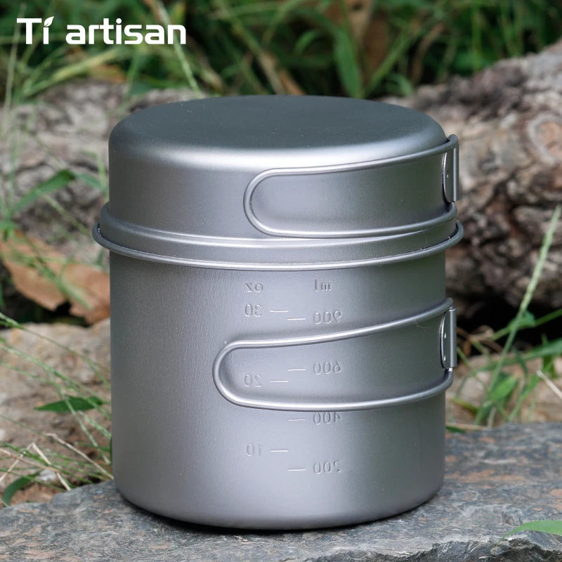 Camping Pot Frying Pan Set, Titanium Lightweight Cookware, Portable for Outdoor Hiking, Picnic, Wholesale Luxury Gear for Adventurers
