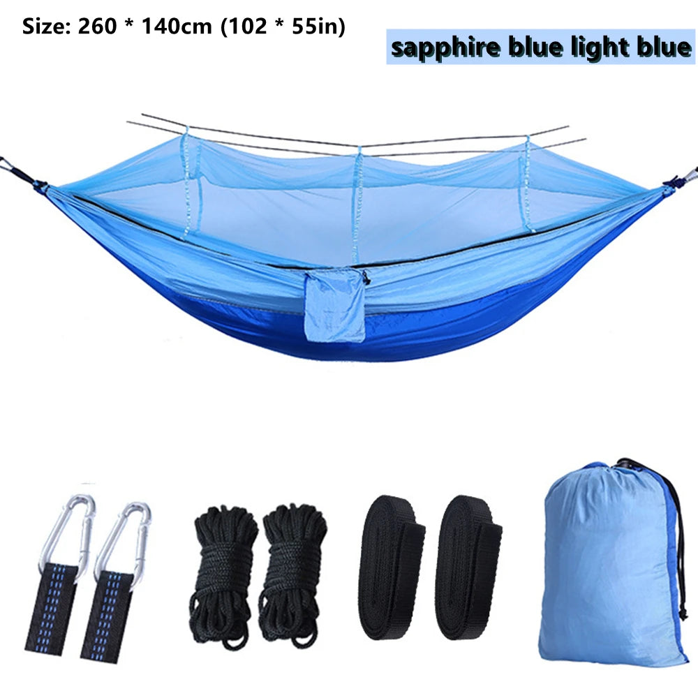 Portable Outdoor Double Mosquito Net Hammocks, Lightweight Hanging Swing, Ideal for Camping, Travel, Nature Hike, Wholesale, Luxury for Adventurers