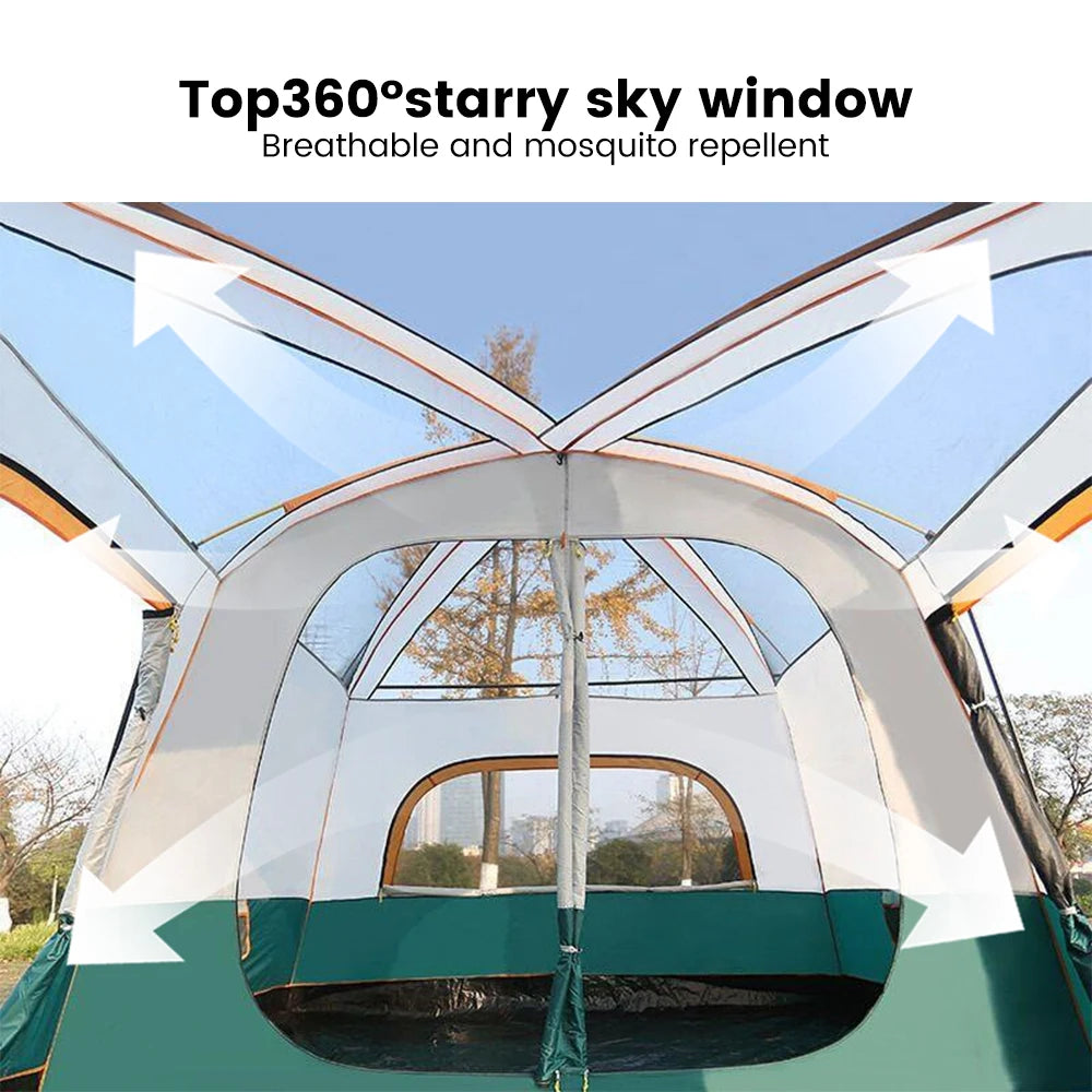Camping Tent, Waterproof 4-Season Shelter for 3-12 People, Double Layer, Family Outdoor Backpacking Equipment, Luxury Design, Wholesale Availability