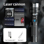 Super Bright LED Flashlight, Rechargeable USB-C, Digital Display, IPX8 Waterproof, Long Lasting for Camping and Emergency, Wholesale Luxury